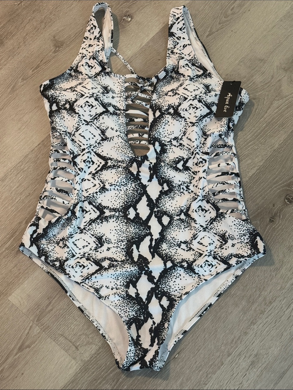 Aqua Eve Black & White Snake-Print One-Piece Swimsuit